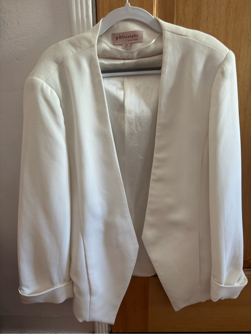 Philosophy Cream Open-Front Blazer